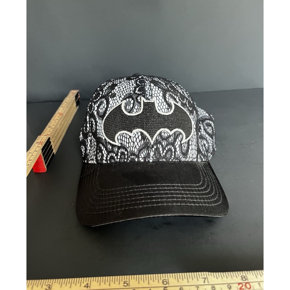 DC Comics Batman Womens Lace Baseball Hat Cap Black White Curved Bill Adjustable